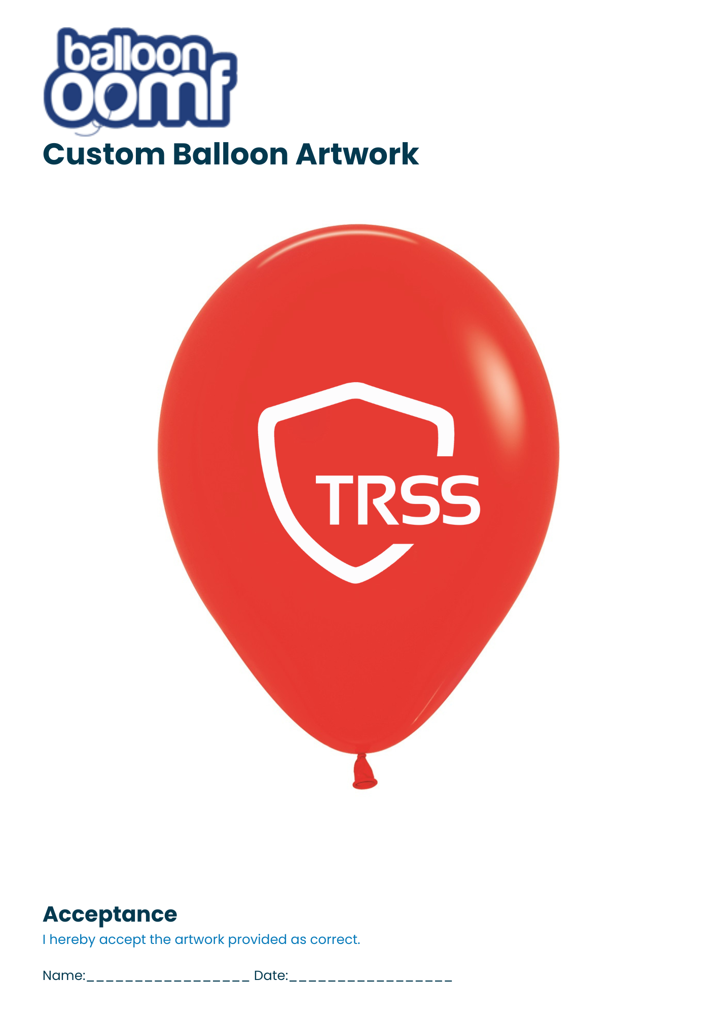 Custom Printed Latex Balloons in Standard Colours Printed in 1 Colour on 1 Side 12 Inch 30cm